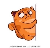 Cute Red Cat Peeps Around Corner Stock Vector (Royalty Free) 2168216221 |  Shutterstock